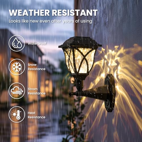 Solpex Solar Lights Outdoor Garden,2 Pack Solar Powered Outdoor Wall Lights, Waterproof Solar Fence Lights Decoration for Patio, Garage, Shed,Yard,Deck,Warm White - Image 4