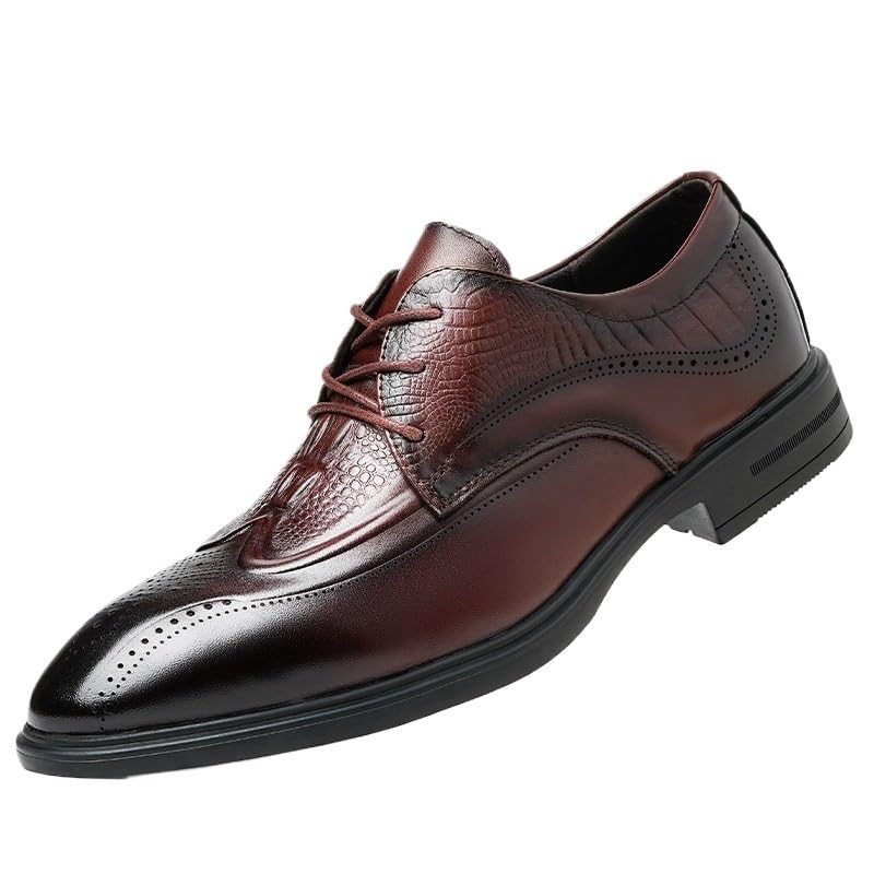 Patent Leather Men Dress Shoes, Dark Brown Classic Leather Shoes for Men, Formal Office Work Shoes, Men Party Oxfords, Lace-up Business Shoes
