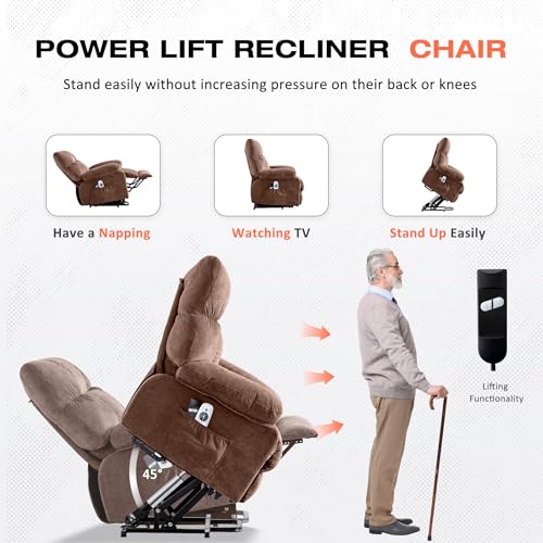 Image of MAHOMICO Power Lift Recliner Chair for Elderly with Vibration Massage and Lumbar Heating, Electric Lift Recliner Sofa with USB Charging Port and Side Pocket for Living Room Comfort