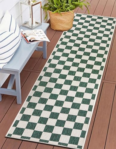 Tapete verde reversible resistente para interior y exterior 2 x 7 ft miniatura 1