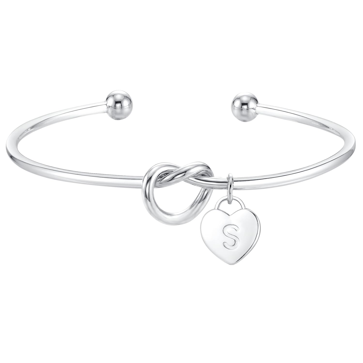 ZOERAY Armband Damen Gold Silber Wasserfest 18K Vergoldet Armreif Silber Knoten Armband mit Buchstaben Anhänger Herz Armbänder Armkette Schmuck Personalisierte Geschenke für Frauen Mädchen Freundin