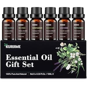 Essential Oil Set -Natural Essential Oils for Diffuser for Home, Top 6 Aromatherapy Diffuser Oils Scents, Candle Making Scents -Peppermint, Lavender, Eucalyptus, Lemongrass, Rosemary, Tea Tree (10ml)