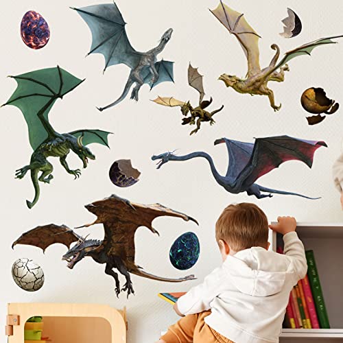 Dragon Eggs And Dragons Wall Decals Wall Stickers Peel And Stick Removable Decal Stick Diy Wall Art Murals For Bedroom Living Room Wall Decaoration #TOP26