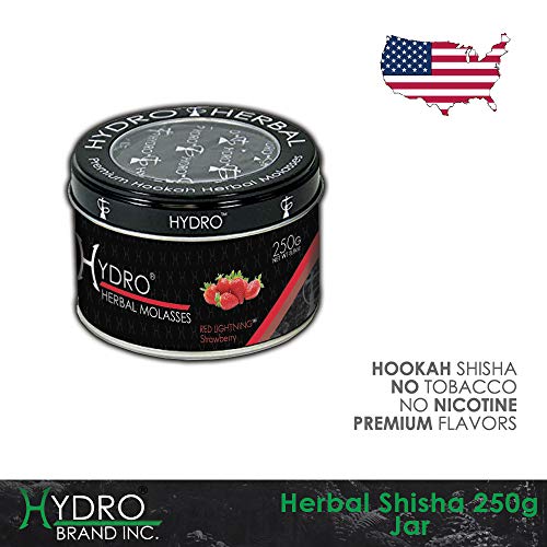 Hydro Herbal Hookah Shisha 250g Can - RED Lightning - Strawberry - [Premium Flavor - Tobacco Free, Nicotine Free] RED Lighting - Thumbnail 2