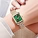 BESTKANG Watches for Women Wrist Watches Steel Strap Womens Watch Casual Fashion Simple Square Quartz Wristwatch (Gold-Green)