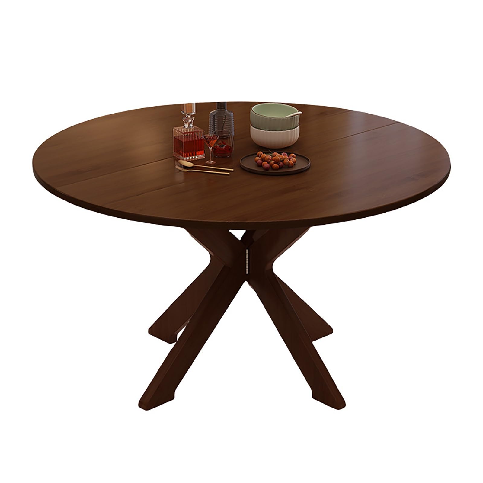 Table de salle à manger pliable en bambou extensible pour les petits espaces, double feuille pour 6 à 8 personnes