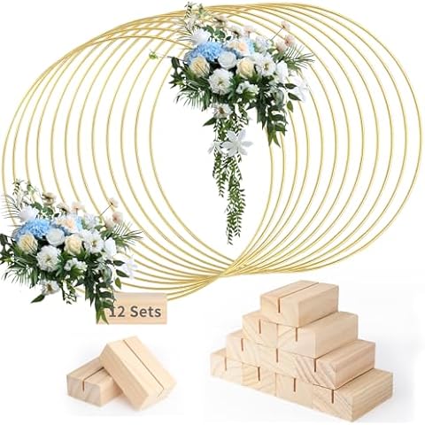 Hviiso 12 PCS Floral Hoop Centerpieces Cover