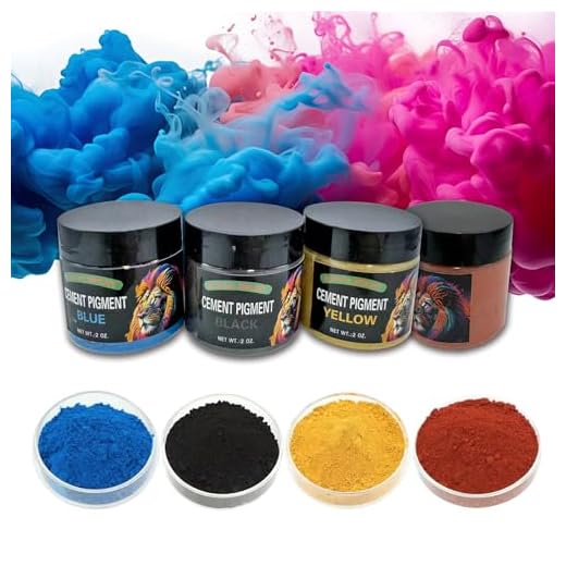 Concrete Cement Pigment-200g 4 colors 50g/2oz/Bottle of Black,blue and yellow Iron Oxide Pigment Powder, Concrete Cement Dye Color Pigment for Brick, Tile, Clay, Lime, Mortar, Grout, Plaster, Paint, Bath Bombs(Black，Red，blue and yellow,0.33lb)