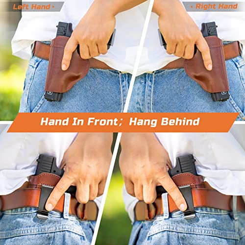 Iwb Holster Genuine Leather Gun Holster For Glock For S&W M&P Shield | Glock 17 19 22 23 32 33 43 | Springfield Xd & Xds | And Similar Sized Handguns - Brown Right Hand #TOP6