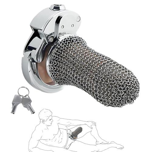 One-Touch-Verschluss Chastity Cage Männer mit Verstellbaren Karabinern Leichter, Atmungsaktiver Mesh Peniskäfig/Keuschheitskäfig Extrem SM Bondage Sexspielzeug für Herren (Large)