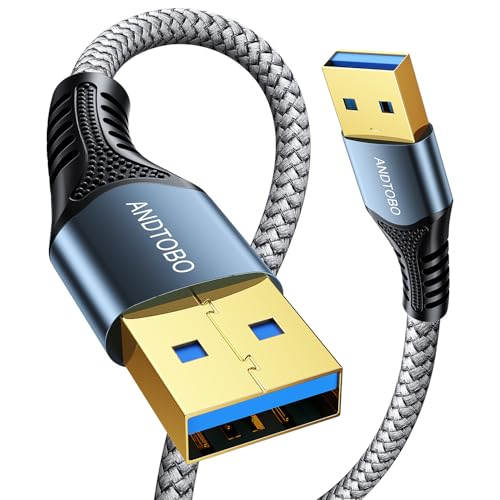ANDTOBO Câble Double USB 3.0 [0,5M], Cable USB a vers USB a 5Gbps pour Refroidir les Ordinateurs Portables, Disques Durs, Ordinateurs, Lecteurs Blu-Ray, DVD
