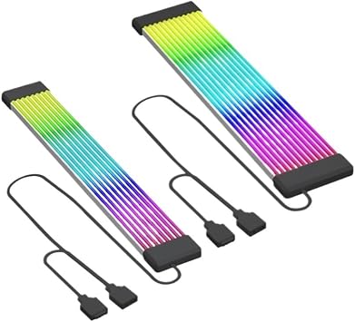5V 3Pin ARGB Illuminated Strip 8/24-Pin PC Motherboard Graphics Card Power Supply Extension CableBlack X8X12