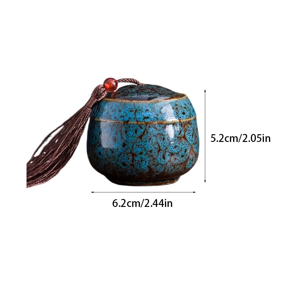 Zaoalife 2PCs Mini Vintage Ceramic Tea Leaves Storage Containers - Loose Tea Canister with Sealing Lid for Serving Coffee, Herbs