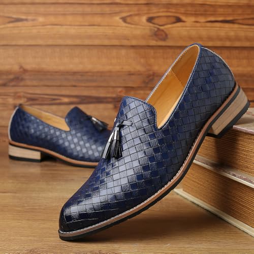 Mens Fashion Loafers Leather Casual Tassel Slip on Driving Flats Dress Shoes Black2