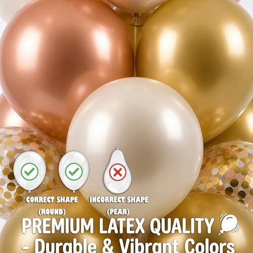 Image of Balloon Column Kit Set of 2 With Balloons Included - with Base, and Pole,Balloon Tower Backdrop Decoration for Wedding, Baby Shower, Birthday Party, or Bachelorette Parties (Rose Champagne Gold)