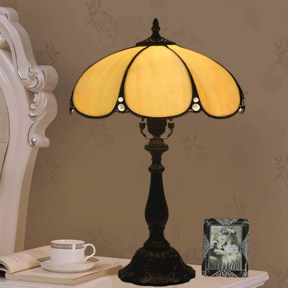 12 Inch Tiffany Style Glass Painting Table Lamp Baroque European Handmade Style Decorative for Bedroom Living Room Bedside Table Reading Lamp
