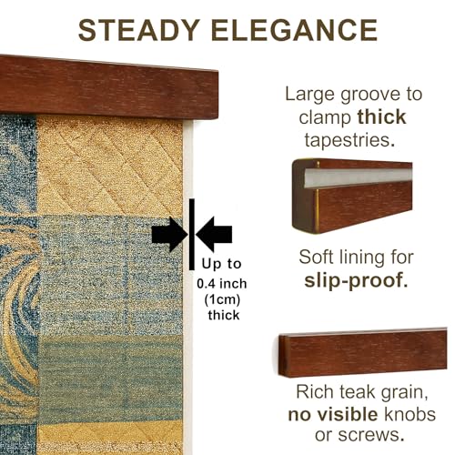 Image of DACRI HOME 48-Inch Quilt Hanger for Wall Display, Solid Teak Quilt Rack
