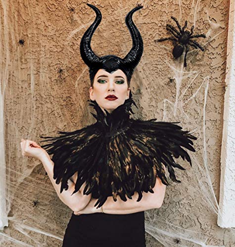 Keland Steampunk Black Feather Cape Scialle