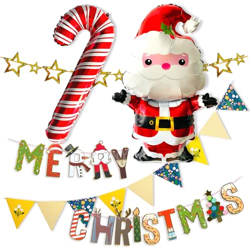 CHASE Partylife クリスマス 飾り バルーン クリスマス風船 サンタクロース パーティー ガーランド フィッシュテールフラグ バナー Merry Christmas X'Mas 室内装飾 アクセサリー 飾り付けセット (イエロー)