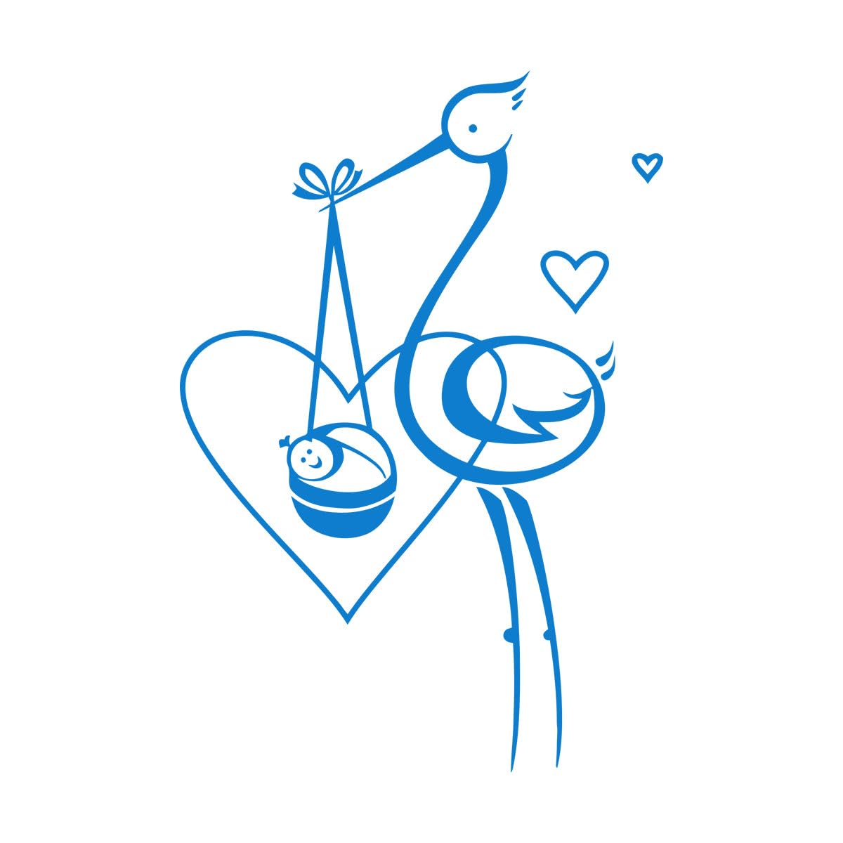 Bird Stork Baby Love Maternity Hospital Nursery Fine Carving Stickers 81x117.8cm Waterproof Extra Large Blue — image 1