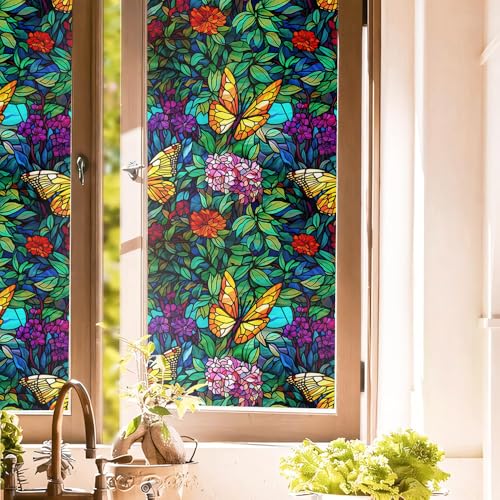 Vinilo decorativo vidrio vitral 40x300 cm autoadhesivo miniatura 1