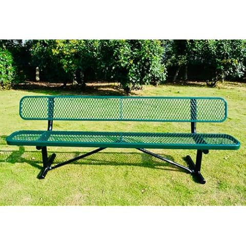 LifeYard 8' Park Bench, Outdoor Steel Bench, Expanded Metal (w/backrest) Cover