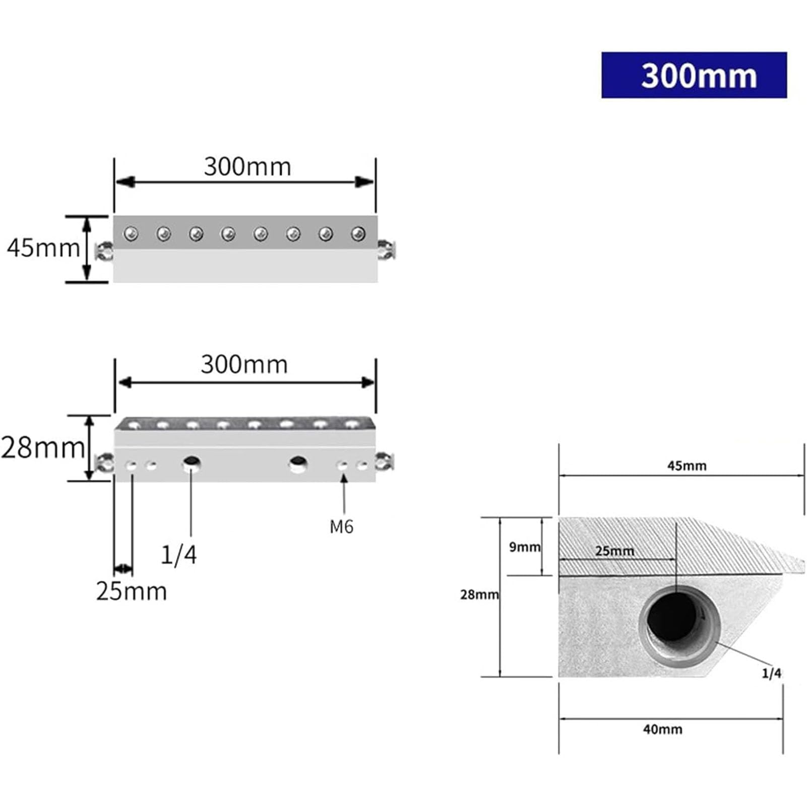 Soffiatore a lama d'aria, lama d'aria per soffiare polvere con filettatura da 1/4", accessori per linea di produzione industriale, uso con compressore d'aria