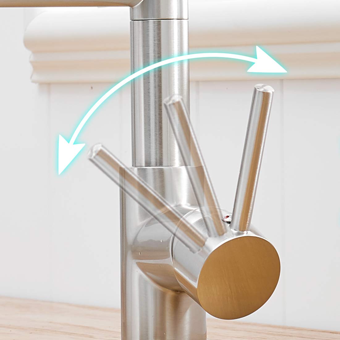 AIMADI Wasserhahn Küche Mischbatterien Pull Down Küchenarmatur mit Brause Spiralfederarmatur Küchenspüle Armatur Geschirrbrause Spültischarmatur Gebürsteter Nickel