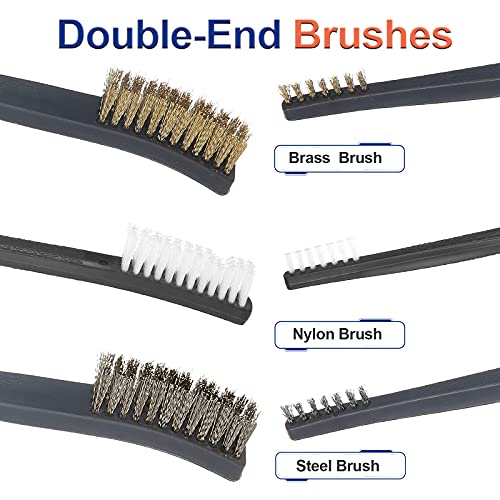 HUNTACE Small Wire Brush Set Brass/ Stainless Steel/ Nylon Brushes