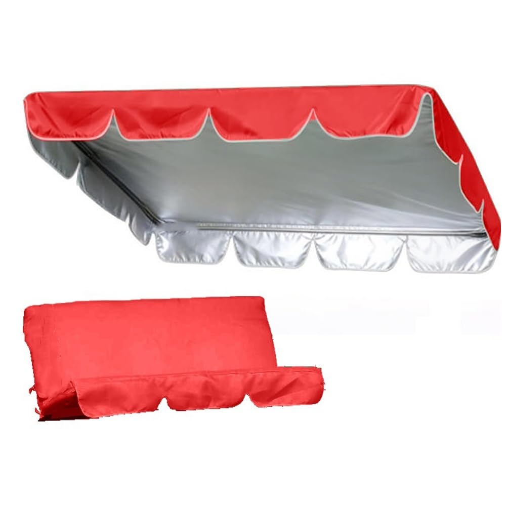 Auvent De Balançoire De Patio Extérieur Couverture De Remplacement De Siège De Balançoire Toit De Rechange pour Balancelle De Jardin 2-3 Places(Red,195x125cm/77x49in)