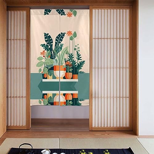 HerYng Cartoon Small Green Plant Door Curtain - Protect Privacy, Shade, Suitable for Home, Office, Restaurant, Kitchen, Bathroom, etc.