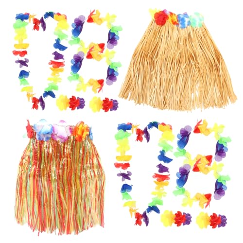 PRETYZOOM Tropical Luau Party Skirt Set Artificial Flower Garland for Hawaiian Theme Events