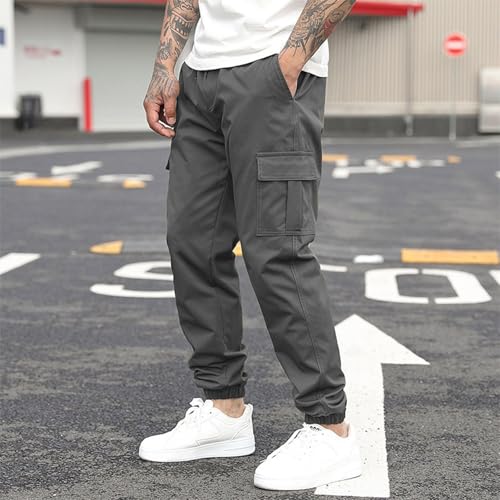 Men Multi-Pocket Jogger Hiking Pant Work Lightweight Trousers Plus Size Loose Casual Elastic Waist Cargo Pants3