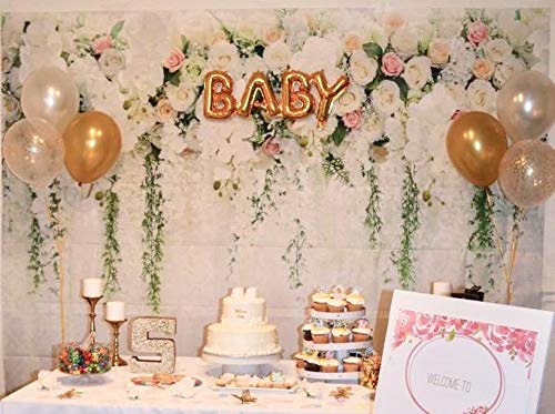 Bridal Shower 7X5Ft Vinyl Wedding Floral Wall Backdrop White And Green Wisteria Rose Flowers Dessert Table Decoration Newborn Background For Photography Xt-6749 #TOP5