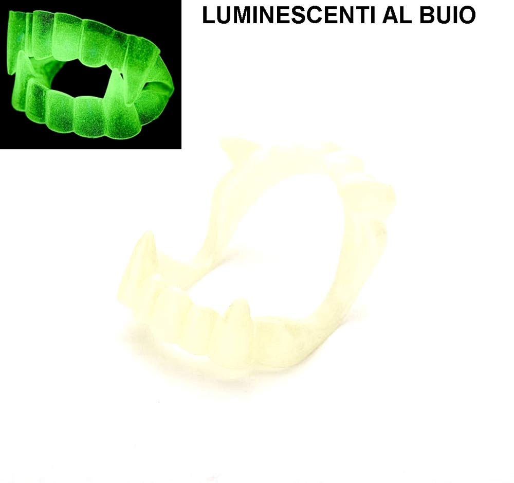 Lovelegis Teeth for Vampire Costume - Disguise - Carnival - Halloween - Dracula - Twilight - White Color - Phosphorescent - Man - Woman - Boys - Children - Gift idea for Christmas and birthday