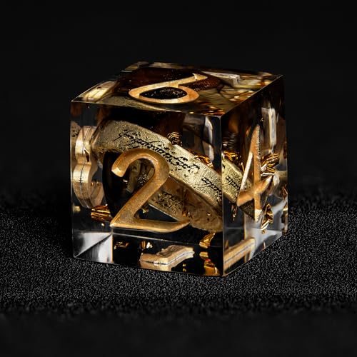 D6 Dice Set – 10× Six-Sided Resin Dice with Themed Designs – 16mm Tabletop Dice for Wargames, RPGs, MTG, and Board Games (MTG Ring Dice)