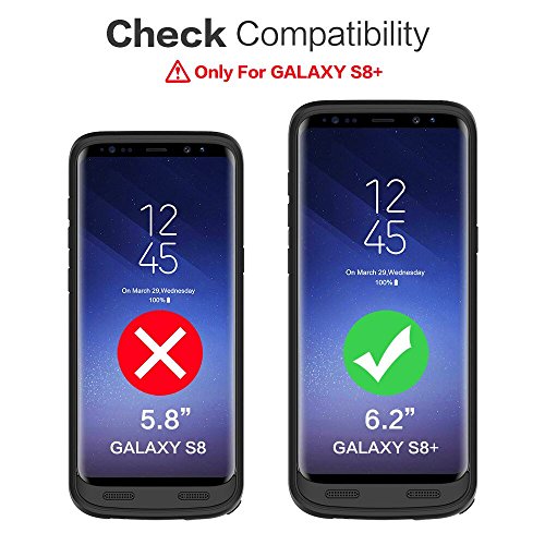 Pxwaxpy Battery Case For Galaxy S8 Plus 6500Mah, Rechargeable Charging Case For Samsung Galaxy S8 Plus Extended Battery Pack For Samsung S8+ Battery Backup Power Case-Black #TOP1