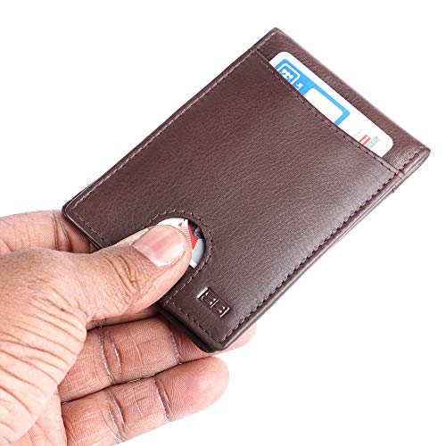 Image of Brooklyn Bridge Genuine Leather Money Clip Wallet for Men Nappa Brown - Premium Slim RFID Protected Leather Wallet with Cash Clip & Card Slots, Smart Front Pocket Design, Gift for Men