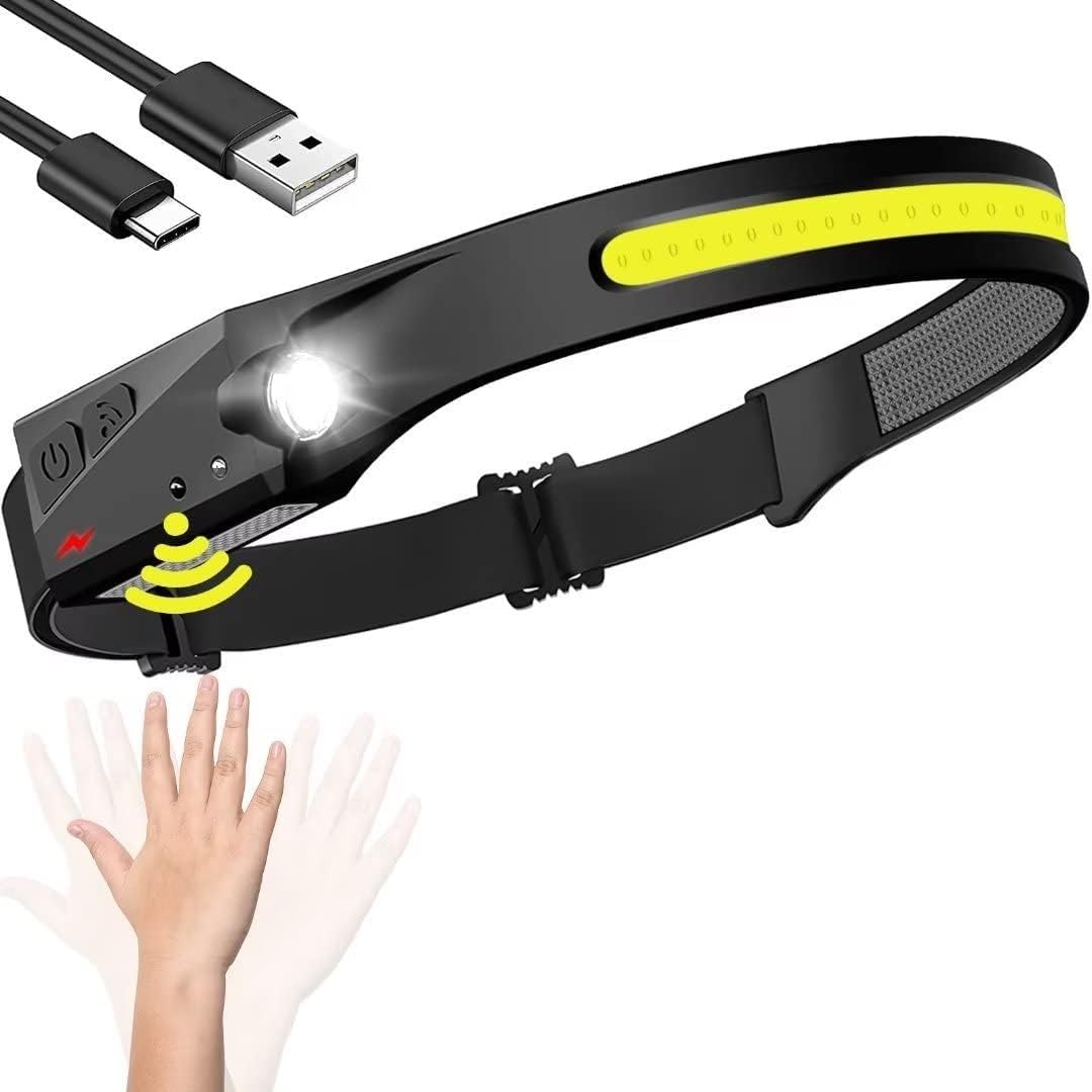 LeuKoles Led Headtorch, 350LM Head Torch, 1200MAH Rechargeable USB C Lightweight Headlamp, Lightweight Waterproof Head for Camping Running Fishing