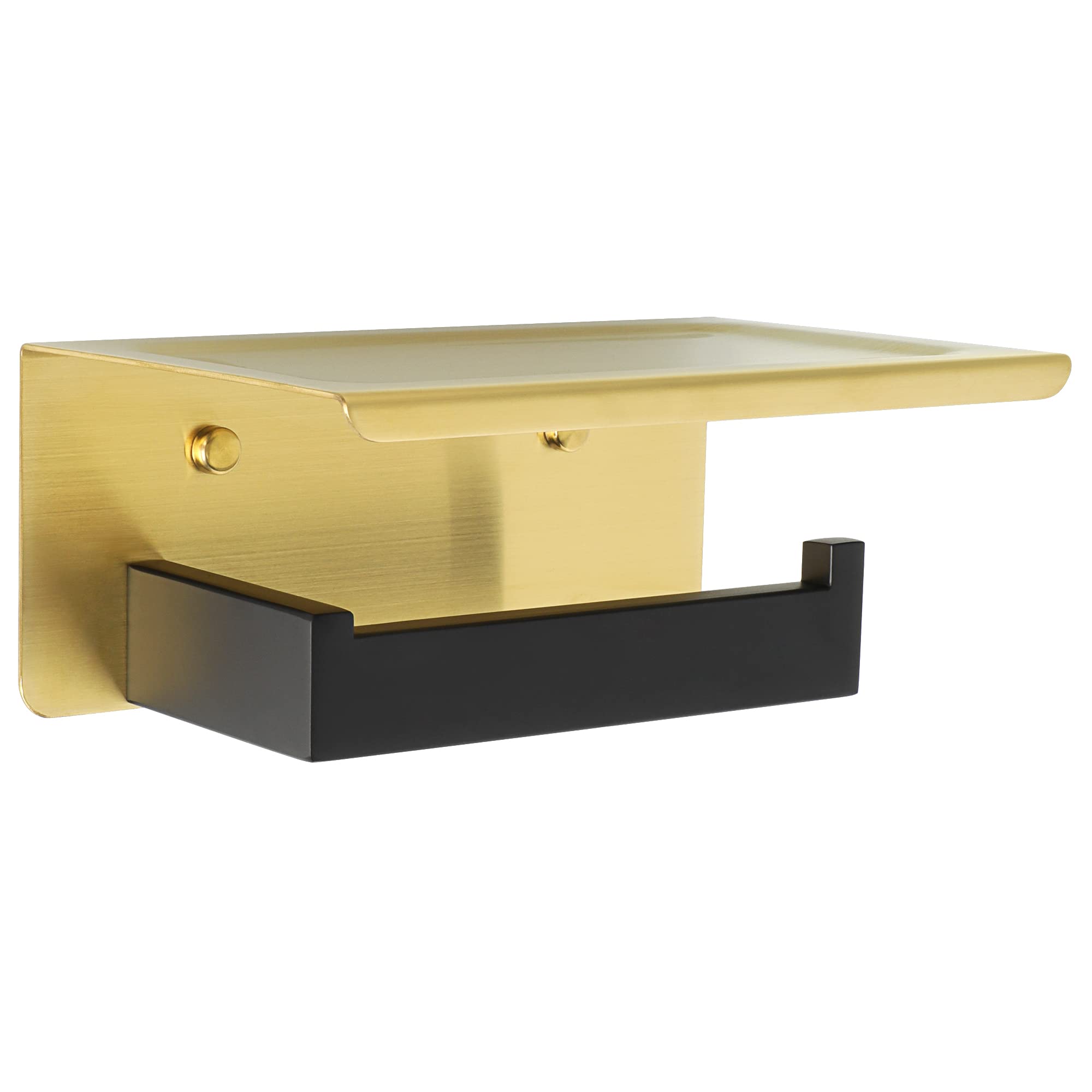 Alise Gold Double Toilet Paper Holder with Shelf,Self Adhesive or Drilling — Amazon image 15