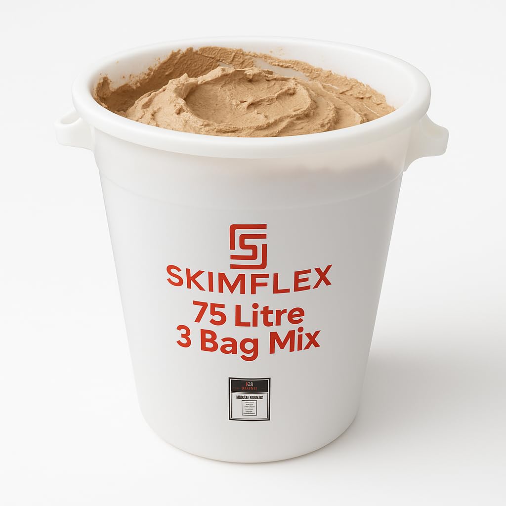 Skimflex Mixing Bucket 75L – Heavy Duty Plastic Builders Bucket for Cement, Mortar, Plaster | 3 Bag Capacity | Tough Trade Site Tub for Skimming & DIY
