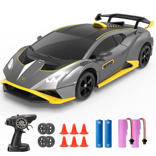 YONCHER Macchina Telecomandata, RC Drift Car per Bambini, Lamborghini con licenza ufficiale, 1:24 20KM/H 4WD Macchine Telecomandate, Radiocomandata Auto per Adulta