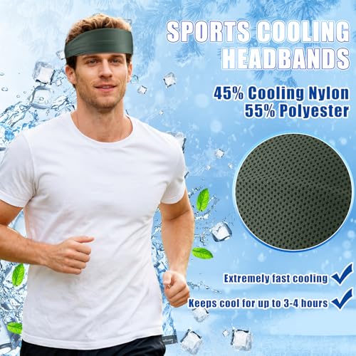 Image of 5pcs Summer Cooling Headbands for Men Stretchy Workout Sports Sweatbands Absorb Chill Cool Hairband for Hot Weather Running Golf Athletic