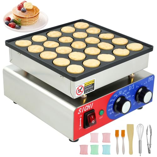 Electric Mini Pancake Maker, Temperature Control, Includes Baking Tools and