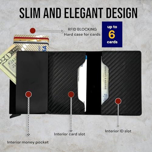 Slim Wallet For Men Gifts For Men Blocking Rfid Wallet For Men Credit Card Holder Men Wallet & Wallet Women Wallets For Men Business Card Holder Case Minimalist Wallet For Man (Carbon Fiber Black)2