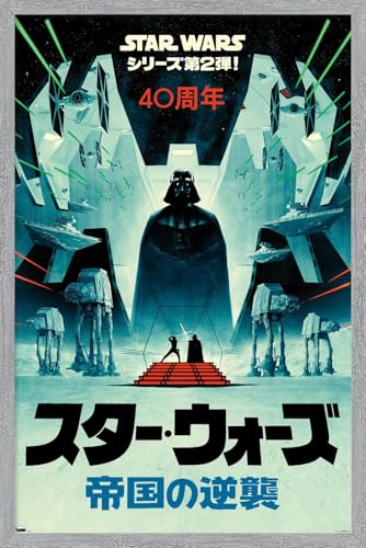 Trends International Star Wars: The Empire Strikes Back - 40th Anniversary Japan Wall Poster, 34L x 22.4W, Gray Framed Version