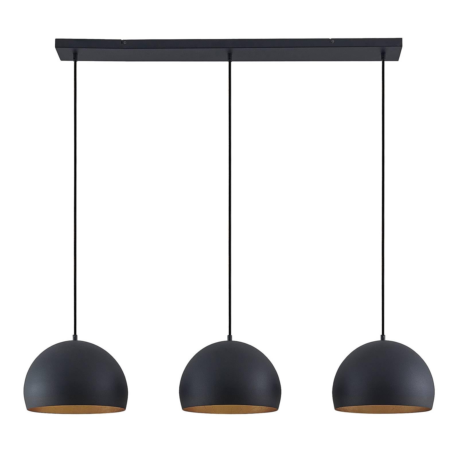 LindbyPendant Light 'Tarjei' Modern Black Metal Ceiling Light 3 Light Sources E27 for Living Room & Dining Room 120 cm x 30 cm x 20 cm