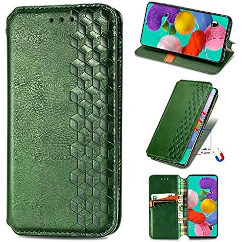 Miagon Samsung Galaxy A20/30 Mode Hülle,Retro PU Leder Flip Brieftasche Abdeckung Magnetverschluss Folio Ständer Kartensteckplätze Handyhülle,Grün Cover