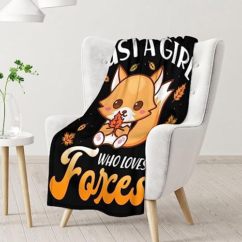 Mercuryelf Fox Throw Blanket - Soft, Fuzzy & Warm - 50x60 Inches Flannel Blankets for Living Room, Sofa - Black Cute Throws Gift for Teens