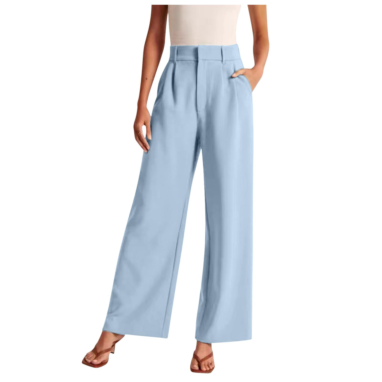 Pantalon Femme Été Léger 3/4 Pantacourt En Coton Et Lin Fluide Elastique Avec Poches Couleur Unie Vêtement Chic Elegant Décontractée Pants De Plage